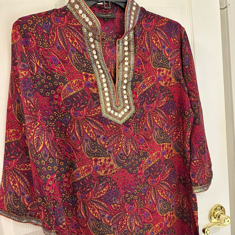 Embellished Paisley Women's Top - Multicolor